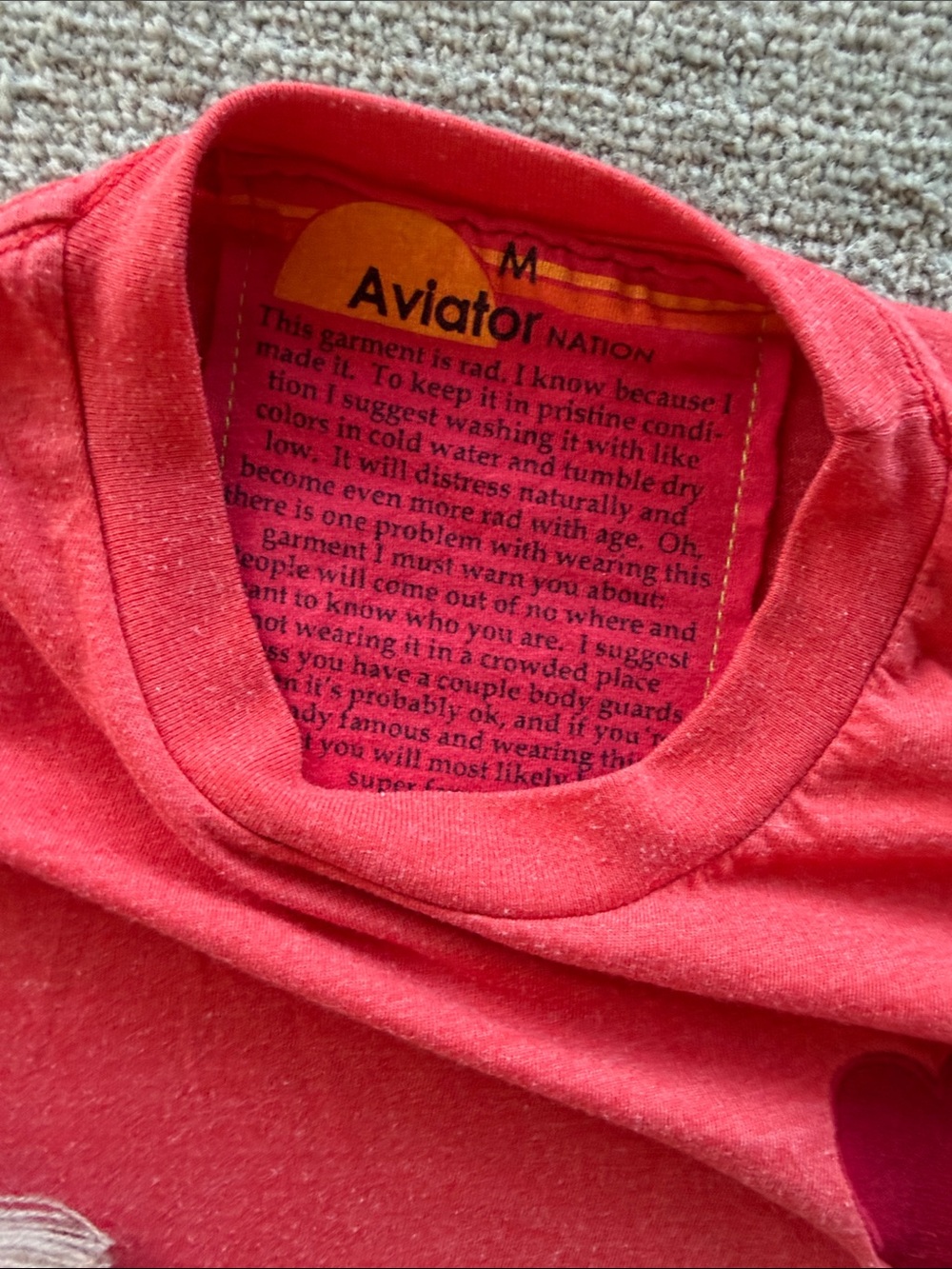 Aviator Nation Women's Coral Heart Boyfriend Crop Tee - Picture 3 of 5